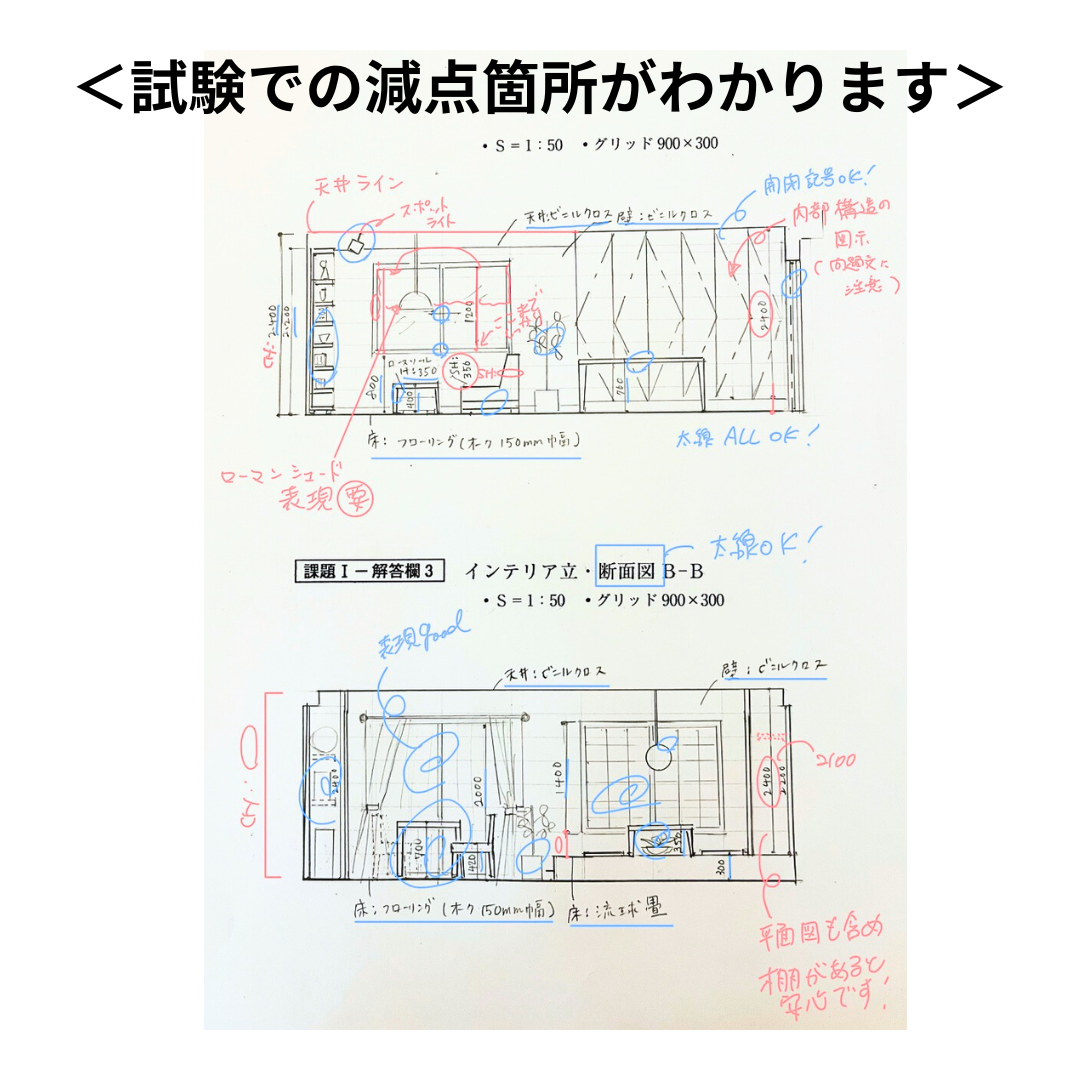 添削サンプル:図面への赤入れとアドバイス